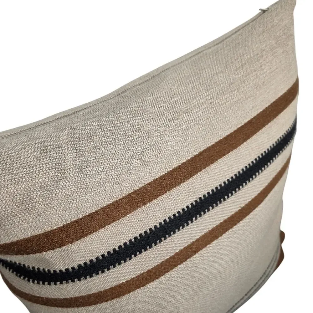 Libeco The Highland Stripe Coverlet & count of 3 Foundry Beeswax Stripe sham